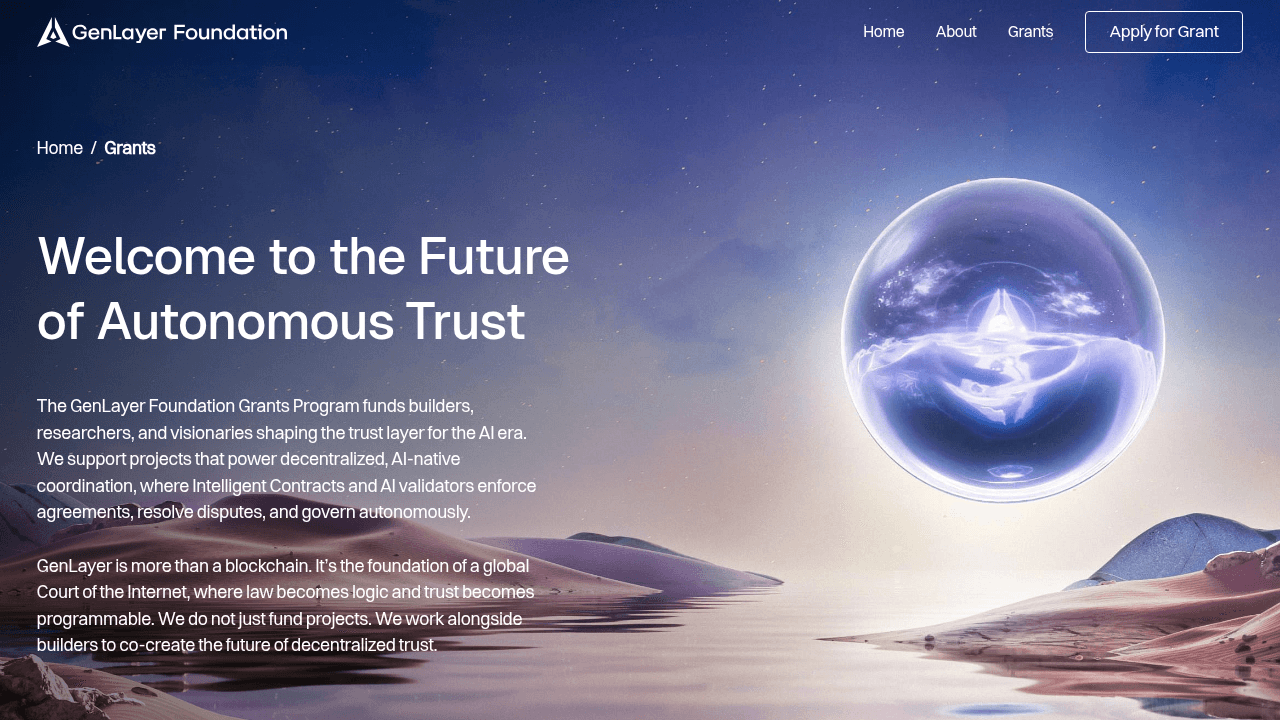 GenLayer Foundation Grants Program banner