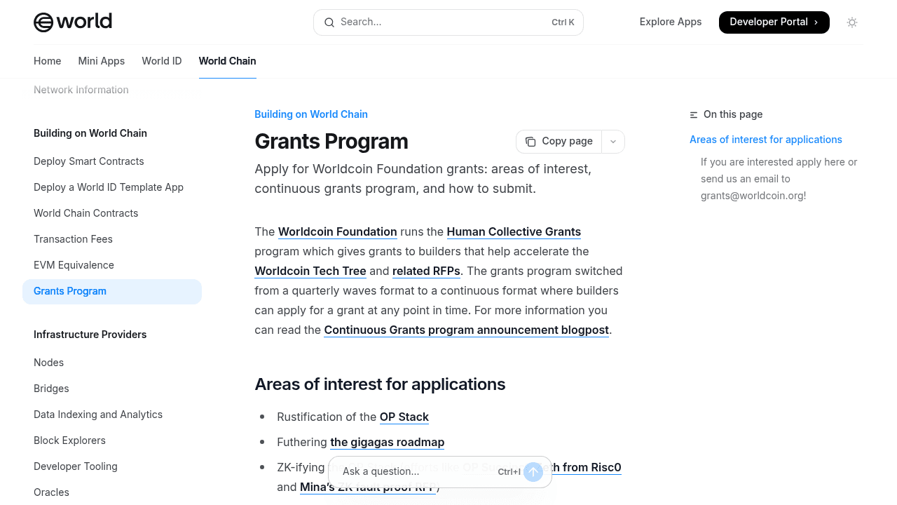 World Chain Grants Program banner