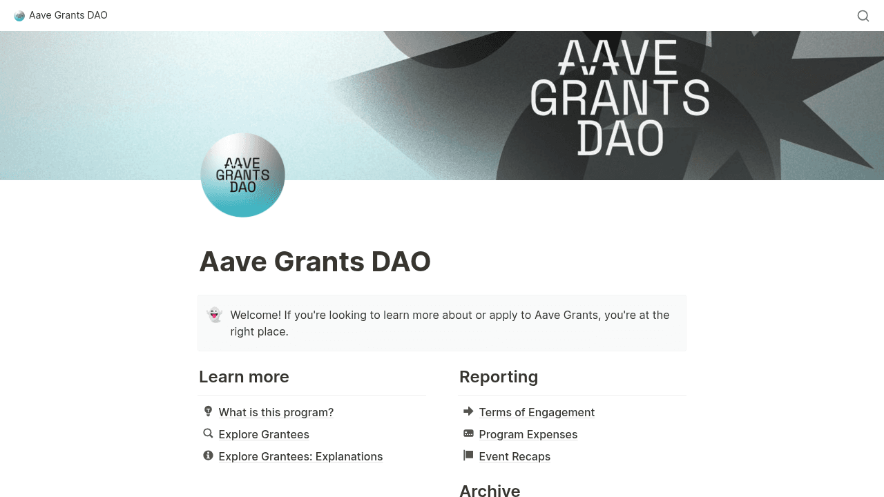 Aave Grants DAO banner