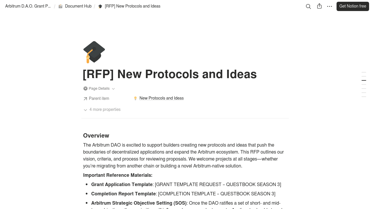 Arbitrum DAO Grants - New Protocols RFP banner