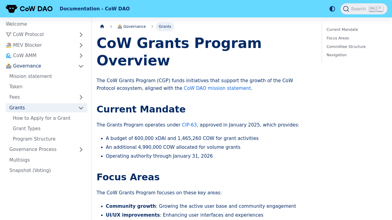 CoW Grants Program banner