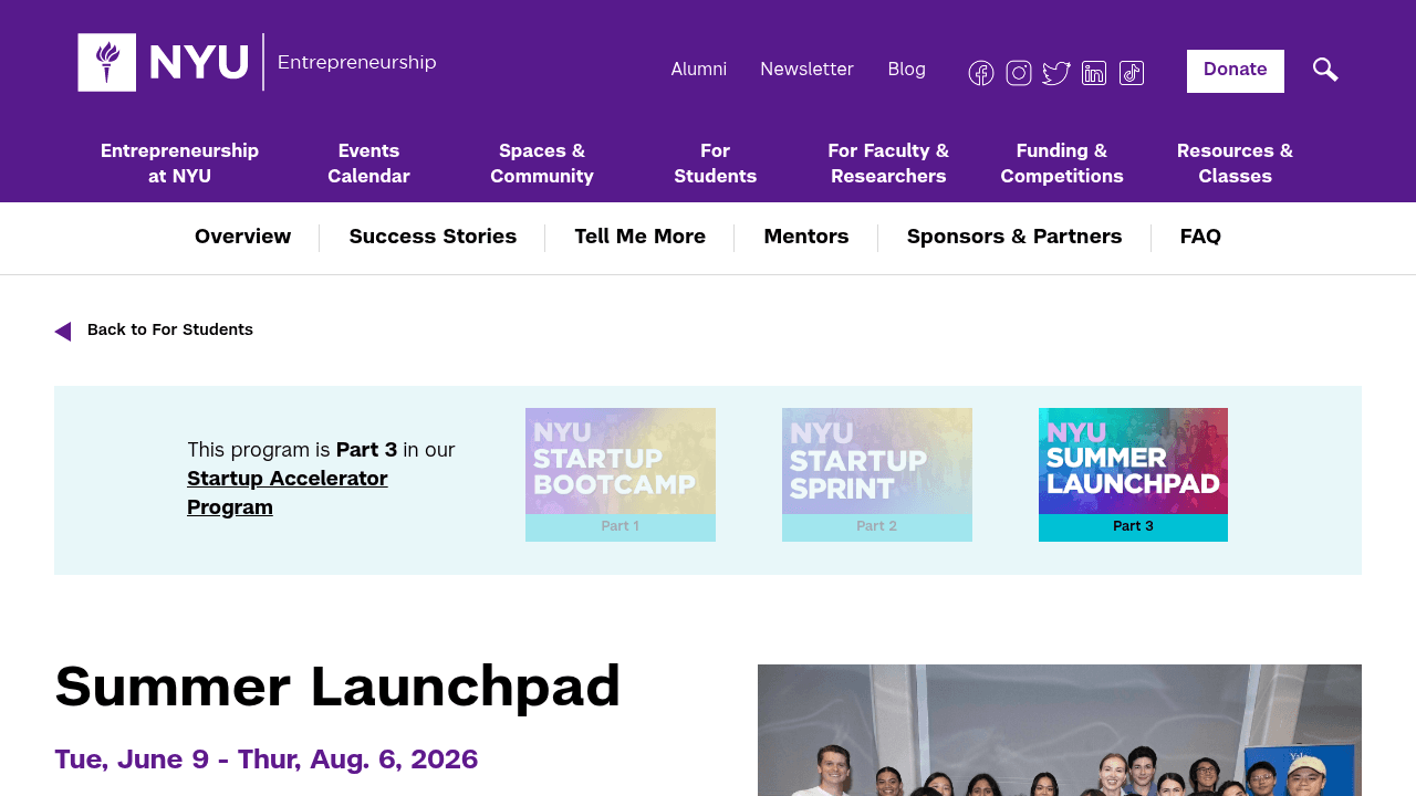 NYU Summer Launchpad banner